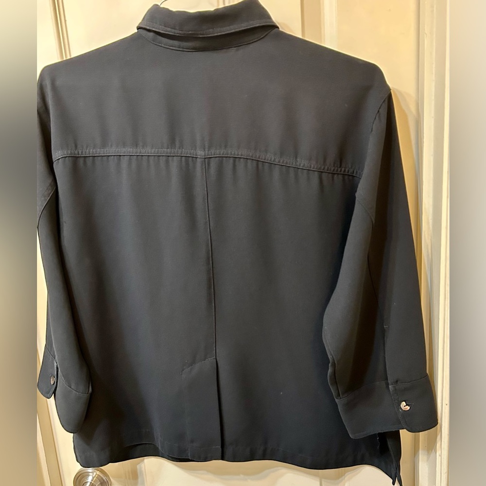 Chicos Black Button Down 3/4 Sleeve Dress  Shirt - Picture 5 of 10